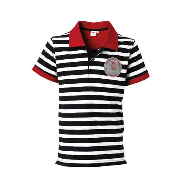 MF Poloshirt gestreift weiß schwarz rot für Kinder