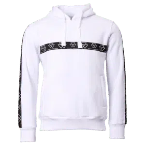 WEISSER KAPUZENPULLOVER MIT SEITENTASCHEN